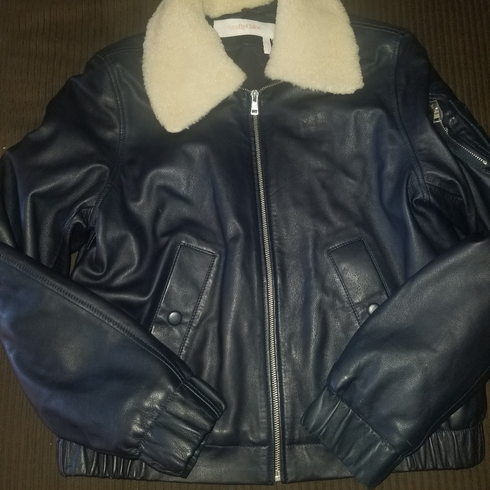 ..See by Chole leather bomber jacket